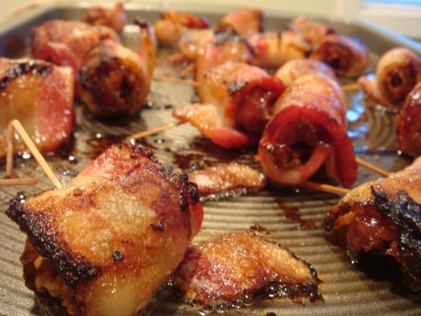 Bacon-Wrapped Dates with Cashew and Pineapples