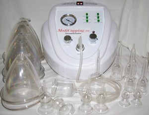 The Medicupping VacuTherapy machine provides steady suction to the practitioner. 